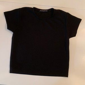 BRANDY MELVILLE Black Sammy Textured T-shirt/Top